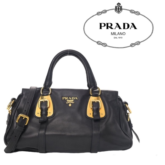 SOLD!!PRADA Black Calfskin Bauletto Handbag Medium Black with Lock, COA Dustbag - Picture 17 of 17